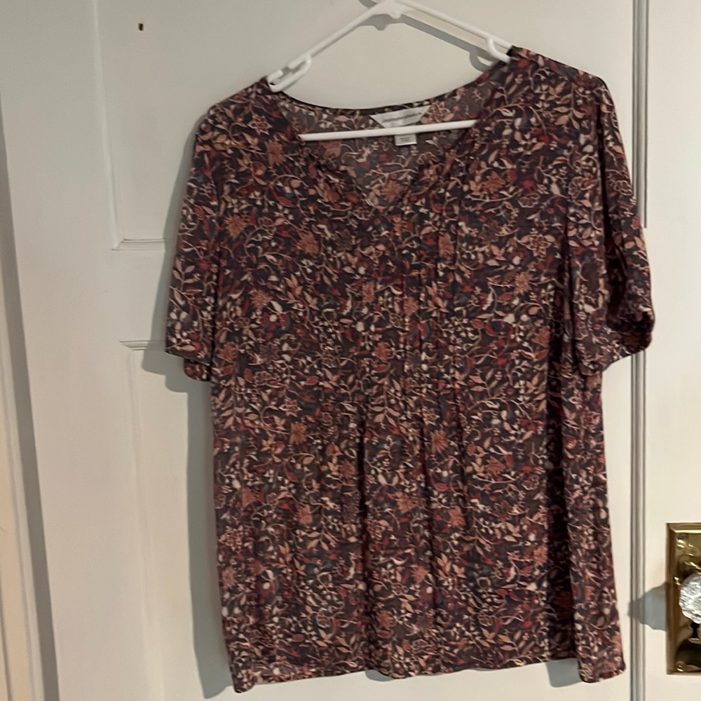 Multi colored Christopher and Banks split neck shirt